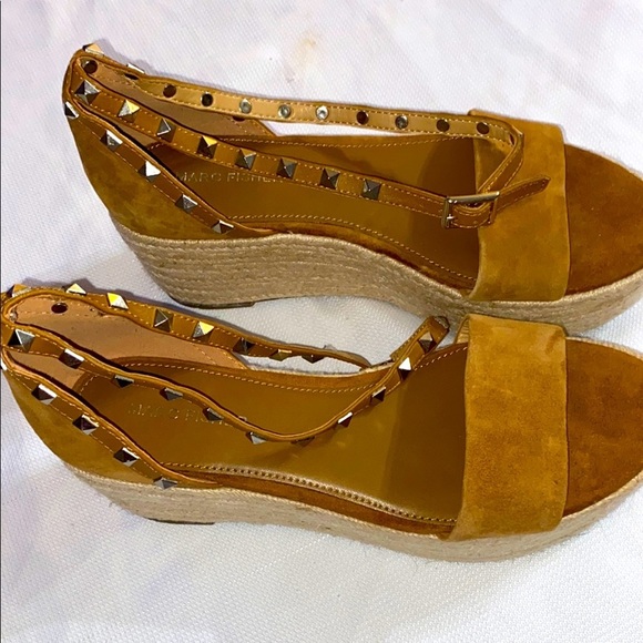 Marc Fisher Jazlyn Wo Size 8 Tan Espadrille Shoes with Double wrap ankle straps - Picture 1 of 15